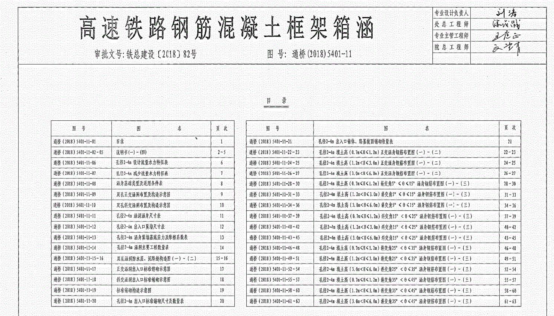 通桥(2018)5401-11 高速铁路钢筋混凝土框架箱涵 双孔 孔径：4.0m